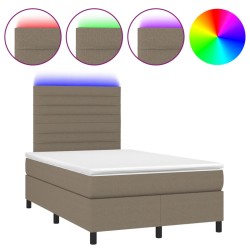 vidaXL Cama box spring con colchón y LED tela gris taupe 120x190 cm