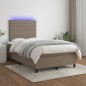 vidaXL Cama box spring con colchón y LED tela gris taupe 120x190 cm vidaXL Cama box spring con colchón y LED tela gris taupe 120x190 cm