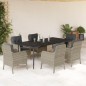 vidaXL Set comedor jardín 7 pzas y cojines ratán sintético gris claro