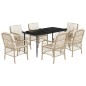 vidaXL Set comedor de jardín 7 pzas con cojines ratán sintético beige vidaXL Set comedor de jardín 7 pzas con cojines ratán sintético beige