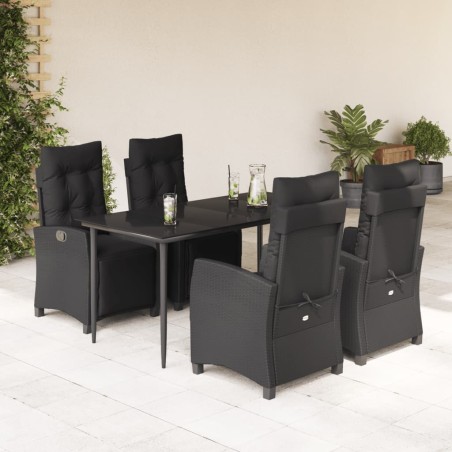 vidaXL Set de muebles jardín 5 pzas con cojines ratán sintético negro