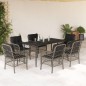 vidaXL Set comedor jardín 7 pzas y cojines ratán sintético gris vidaXL Set comedor jardín 7 pzas y cojines ratán sintético gris