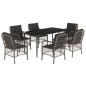 vidaXL Set comedor jardín 7 pzas y cojines ratán sintético gris vidaXL Set comedor jardín 7 pzas y cojines ratán sintético gris