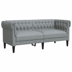 vidaXL Sofá Chesterfield de 2 plazas tela gris claro