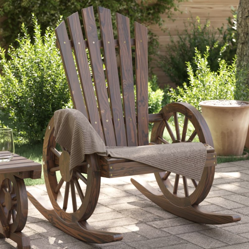 vidaXL Sillas mecedoras Adirondack 2 uds madera maciza de abeto vidaXL Sillas mecedoras Adirondack 2 uds madera maciza de abeto