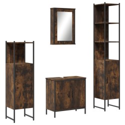 vidaXL Set de muebles baño 4 pzas madera contrachapada roble ahumado