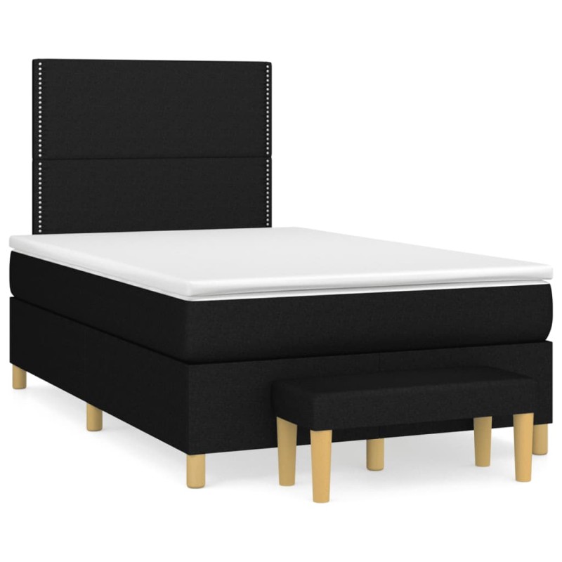 vidaXL Cama box spring con colchón tela negro 120x190 cm vidaXL Cama box spring con colchón tela negro 120x190 cm