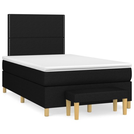 vidaXL Cama box spring con colchón tela negro 120x190 cm