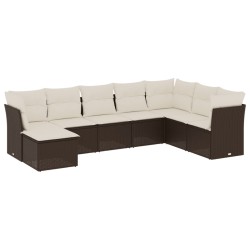 vidaXL Set sofás de jardín 8 piezas y cojines ratán sintético marrón