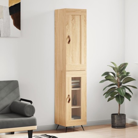 vidaXL Aparador de madera contrachapada roble Sonoma 34,5x34x180 cm