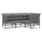 vidaXL Set de muebles de jardín 4 pzas y cojines ratán sintético gris vidaXL Set de muebles de jardín 4 pzas y cojines ratán sintético gris