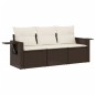 vidaXL Set sofás de jardín 3 piezas y cojines ratán sintético marrón vidaXL Set sofás de jardín 3 piezas y cojines ratán sintético marrón