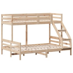 vidaXL Litera de madera maciza de pino 80x200/140x200 cm