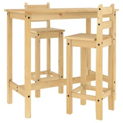 vidaXL Set de bar 3 piezas madera maciza de pino