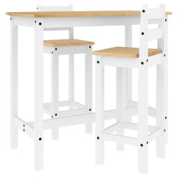 vidaXL Set de bar 3 piezas madera maciza de pino blanco