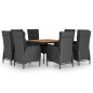 vidaXL Set de comedor de jardín 9 pzas ratán PE y madera acacia negro vidaXL Set de comedor de jardín 9 pzas ratán PE y madera acacia negro