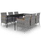vidaXL Set comedor de jardín 7 pzas y cojines ratán sintético y vidrio vidaXL Set comedor de jardín 7 pzas y cojines ratán sintético y vidrio