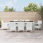 vidaXL Set comedor para jardín 9 pzas y cojines ratán sintético blanco