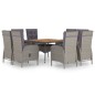vidaXL Set de comedor de jardín 9 pzas ratán PE y madera acacia gris vidaXL Set de comedor de jardín 9 pzas ratán PE y madera acacia gris