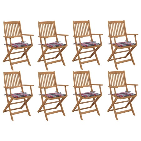 vidaXL Sillas de jardín plegables 8 uds y cojines madera maciza acacia