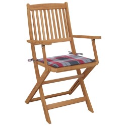 vidaXL Sillas de jardín plegables 8 uds y cojines madera maciza acacia