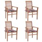 vidaXL Sillas de comedor 4 uds madera teca y cojines a cuadros rojos vidaXL Sillas de comedor 4 uds madera teca y cojines a cuadros rojos