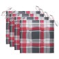 vidaXL Sillas de comedor 4 uds madera teca y cojines a cuadros rojos vidaXL Sillas de comedor 4 uds madera teca y cojines a cuadros rojos