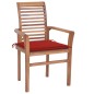 vidaXL Sillas de comedor 4 uds madera maciza de teca con cojines rojos vidaXL Sillas de comedor 4 uds madera maciza de teca con cojines rojos