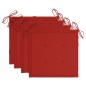 vidaXL Sillas de comedor 4 uds madera maciza de teca con cojines rojos vidaXL Sillas de comedor 4 uds madera maciza de teca con cojines rojos