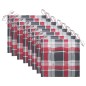 vidaXL Sillas de comedor 8 uds teca maciza y cojines a cuadros rojos vidaXL Sillas de comedor 8 uds teca maciza y cojines a cuadros rojos