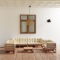 vidaXL Muebles de jardín 9 piezas con cojines de madera de pino maciza