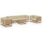 vidaXL Muebles de jardín 9 piezas con cojines de madera de pino maciza