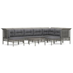 vidaXL Set de muebles de jardín 10 pzas y cojines ratán sintético gris