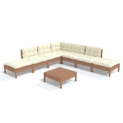 vidaXL Muebles de jardín 8 pzas y cojines madera de pino marrón miel