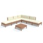 vidaXL Muebles de jardín 8 pzas y cojines madera de pino marrón miel vidaXL Muebles de jardín 8 pzas y cojines madera de pino marrón miel