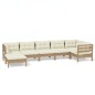 vidaXL Muebles de jardín 7 pzas y cojines madera de pino marrón miel vidaXL Muebles de jardín 7 pzas y cojines madera de pino marrón miel