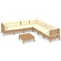 vidaXL Muebles de jardín 8 pzas y cojines madera de pino marrón miel vidaXL Muebles de jardín 8 pzas y cojines madera de pino marrón miel