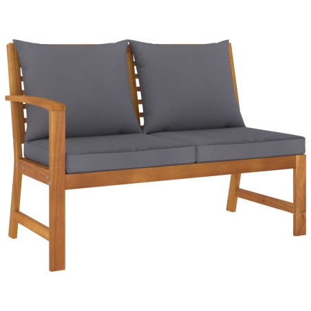 vidaXL Banco de jardín madera de acacia y cojines gris oscuro 114,5 cm