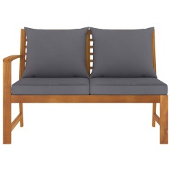 vidaXL Banco de jardín madera de acacia y cojines gris oscuro 114,5 cm