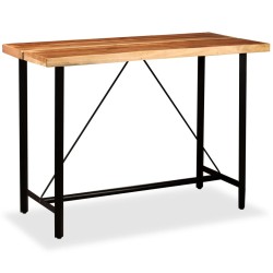 vidaXL Set muebles de bar 7 pzas madera maciza acacia y cuero genuino