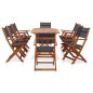 vidaXL Juego de comedor de jardín 9 pzas madera eucalipto y textilene vidaXL Juego de comedor de jardín 9 pzas madera eucalipto y textilene