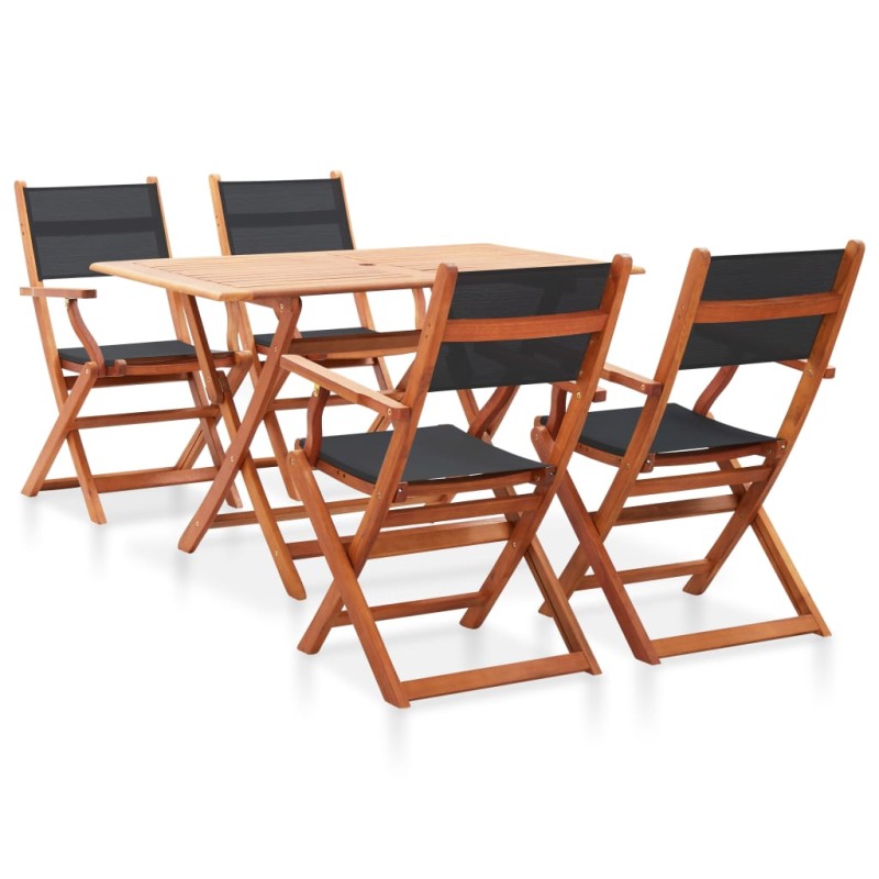 vidaXL Set de comedor para jardín 5 pzas madera maciza eucalipto negro vidaXL Set de comedor para jardín 5 pzas madera maciza eucalipto negro