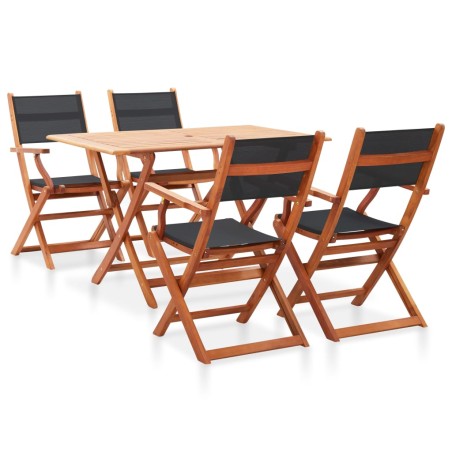 vidaXL Set de comedor para jardín 5 pzas madera maciza eucalipto negro