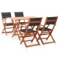 vidaXL Set de comedor para jardín 5 pzas madera maciza eucalipto negro vidaXL Set de comedor para jardín 5 pzas madera maciza eucalipto negro
