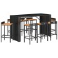 vidaXL Mesa bar y taburetes jardín 9 pzas madera acacia ratán PE negro vidaXL Mesa bar y taburetes jardín 9 pzas madera acacia ratán PE negro