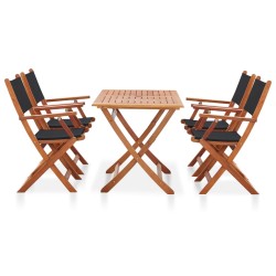 vidaXL Set de comedor para jardín 5 pzas madera maciza eucalipto negro