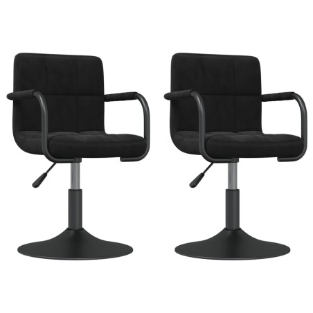 vidaXL Sillas de comedor giratorias 2 uds terciopelo negro