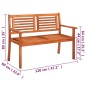 vidaXL Banco de jardín 2 plazas madera maciza eucalipto y cojín 120 cm vidaXL Banco de jardín 2 plazas madera maciza eucalipto y cojín 120 cm