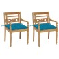 vidaXL Sillas Batavia 2 uds teca maciza con cojines azul claro