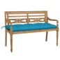 vidaXL Banco Batavia de teca maciza con cojín azul claro 120 cm